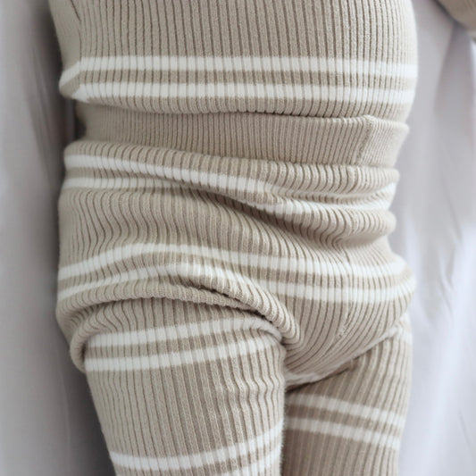 OAT STRIPE I RIBBED KNIT SET