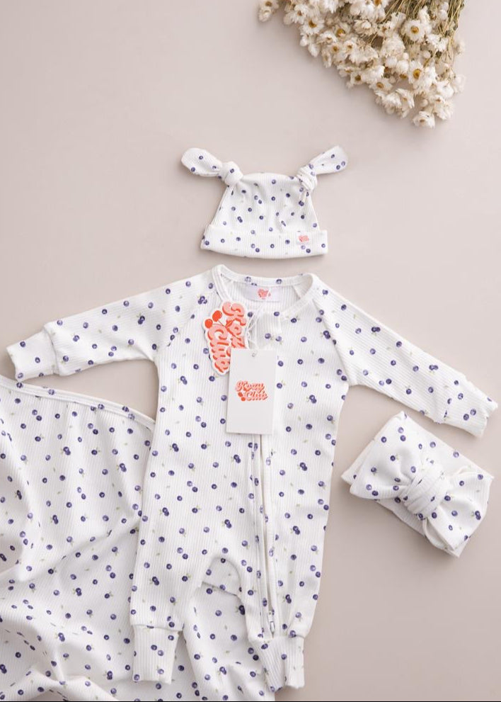 ZIP ROMPER I SWEET BLUEBERRIES (NO FRILL)