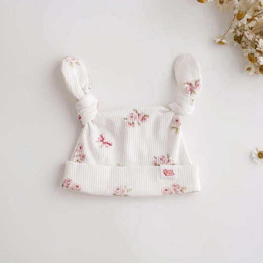 DOUBLE KNOT BEANIE I VINTAGE ROSES AND BOWS