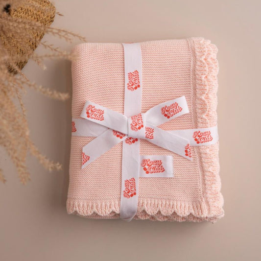 HEIRLOOM KNIT BLANKET I PINK MARSHMALLOW