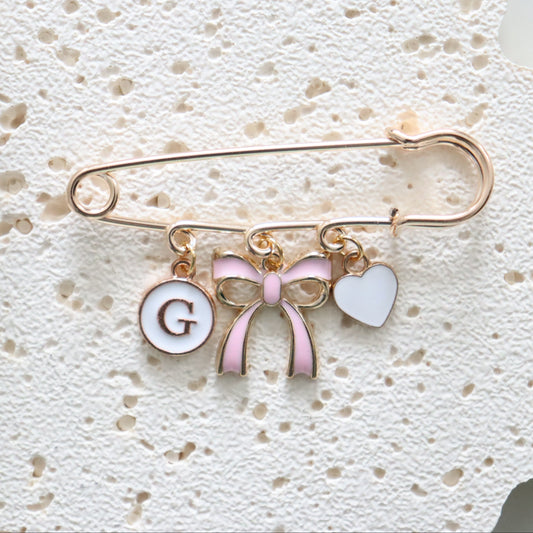 GOLD KEEPSAKE PIN I CUTE BOW PINK