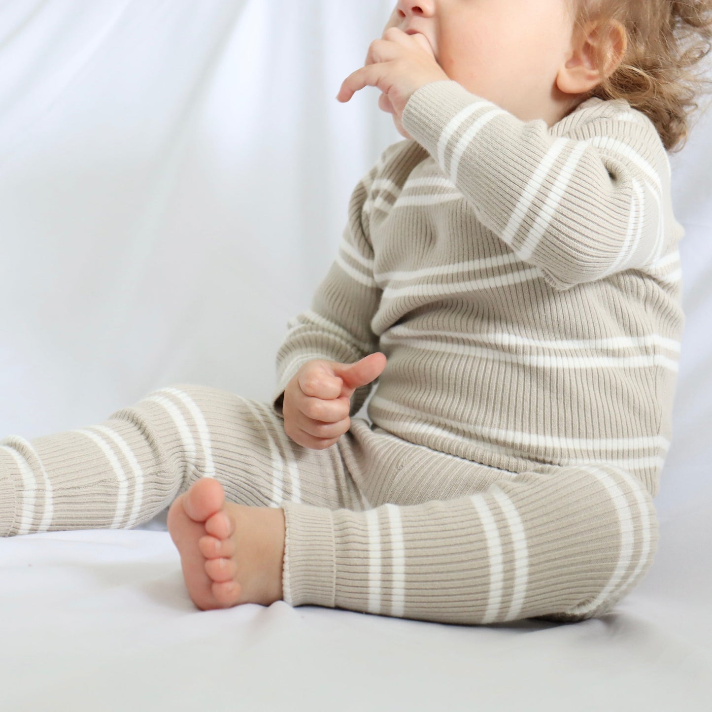 OAT STRIPE I RIBBED KNIT SET