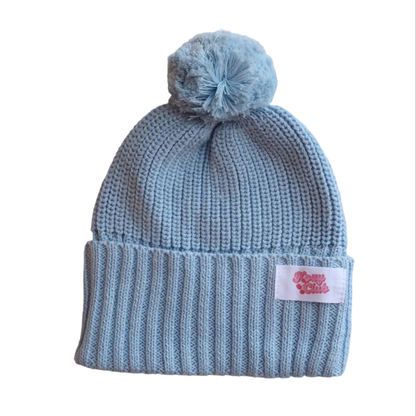 SKY BLUE I KNITTED POM BEANIE