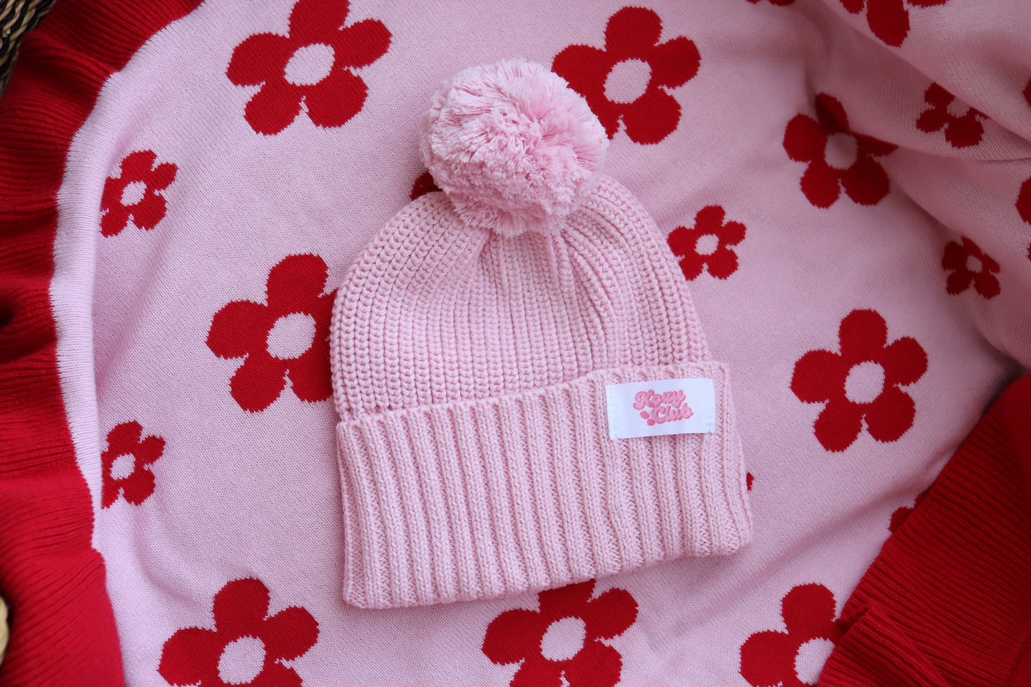 BLUSH PINK I KNITTED POM BEANIE