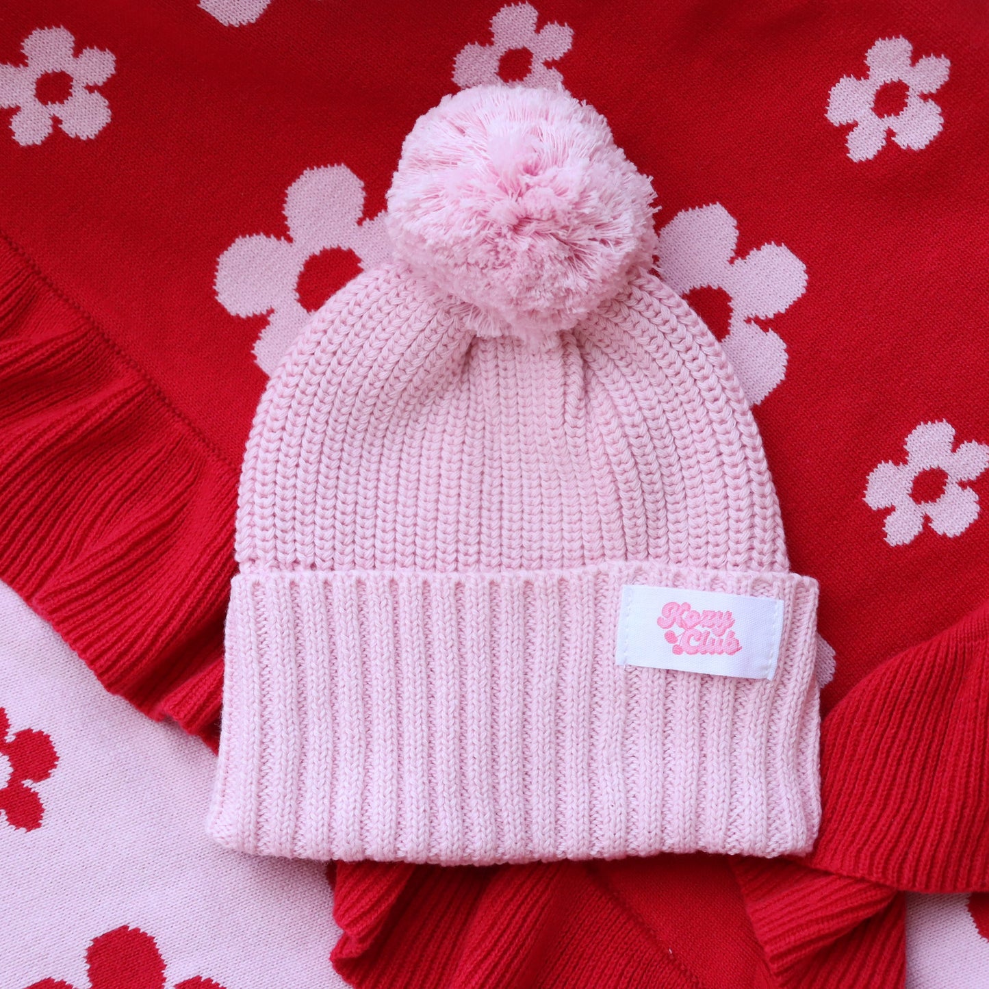 BLUSH PINK I KNITTED POM BEANIE