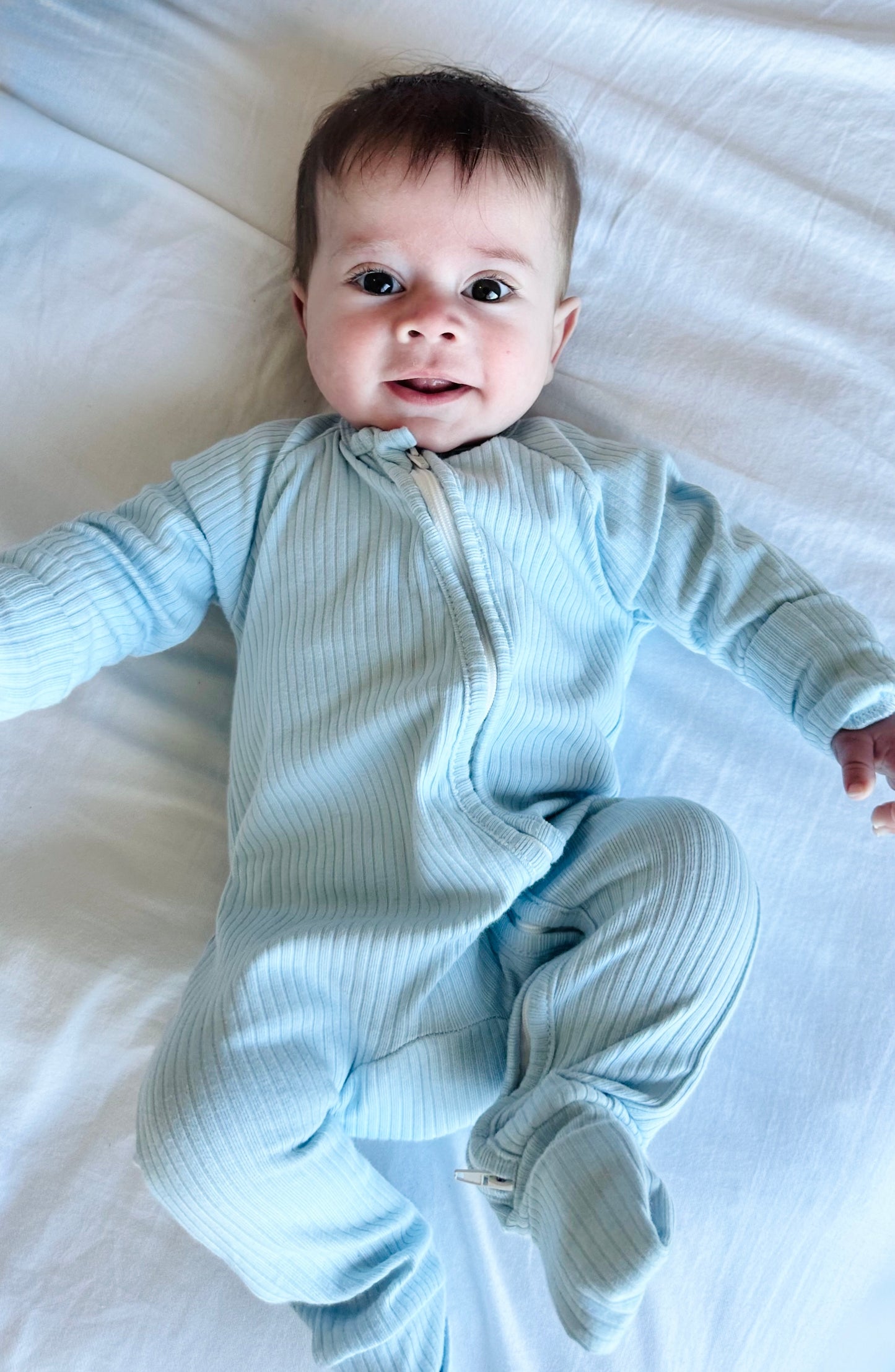 ZIP ROMPER I BLUE DREAM RIB (NO FRILL)