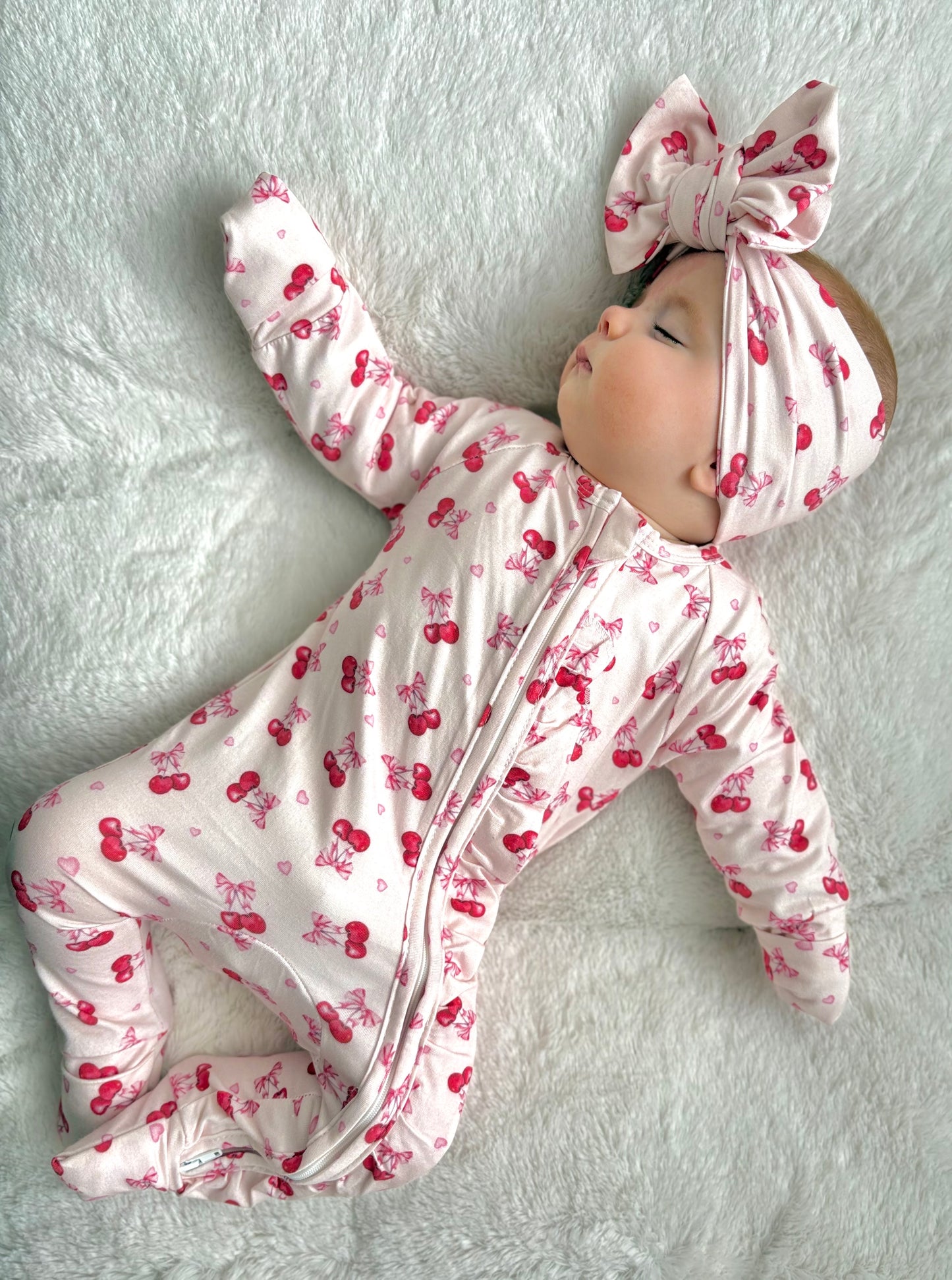 FRILL ZIP ROMPER I CHERRY BOWS