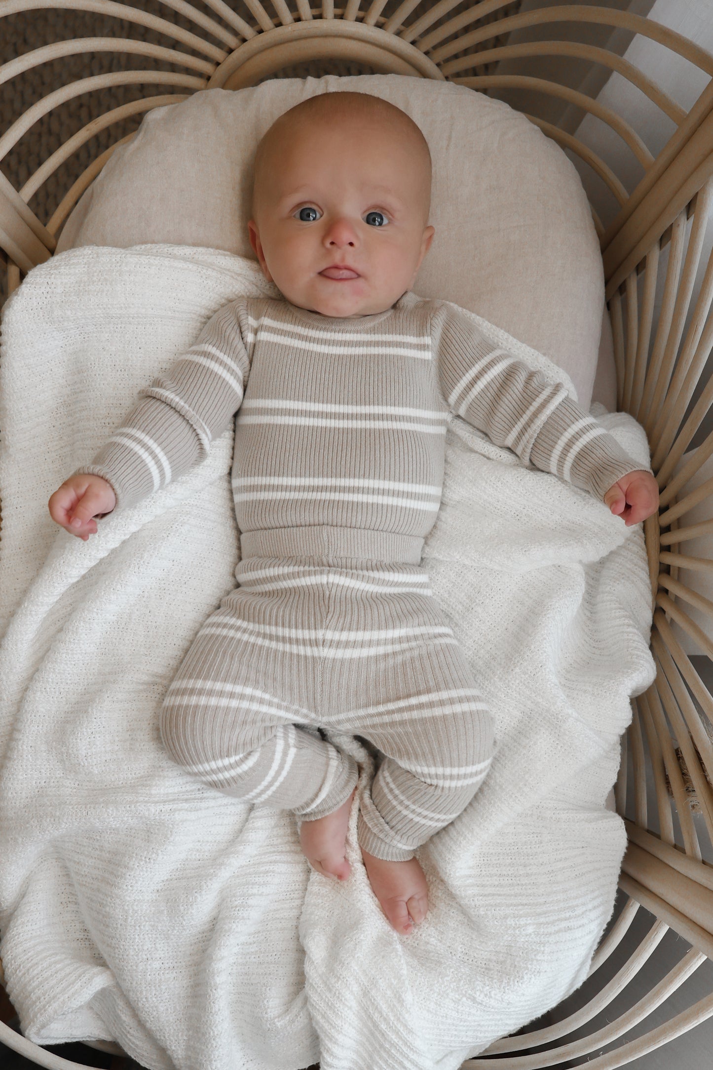 OAT STRIPE I RIBBED KNIT SET