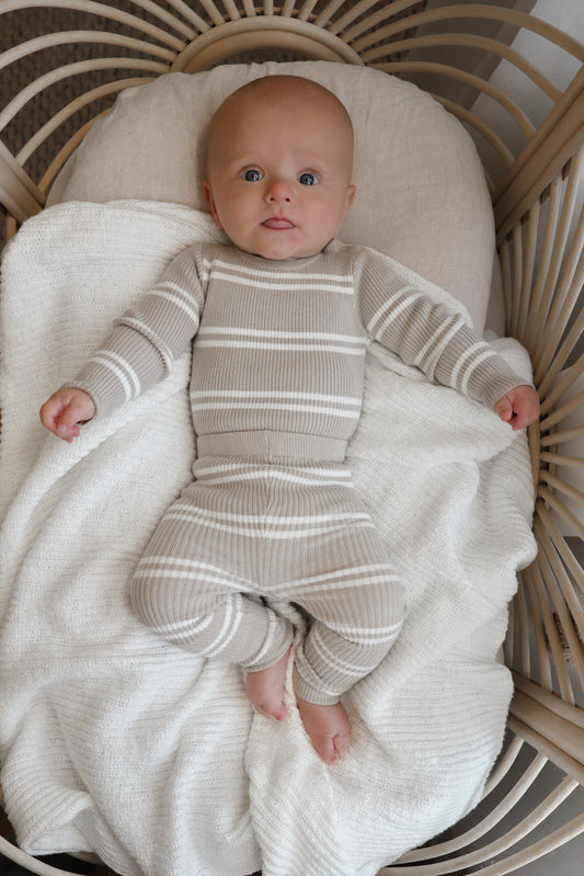 OAT STRIPE I RIBBED KNIT SET