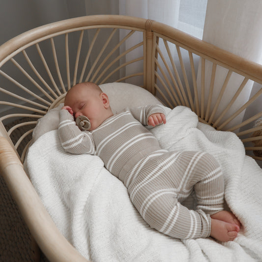 OAT STRIPE I RIBBED KNIT SET